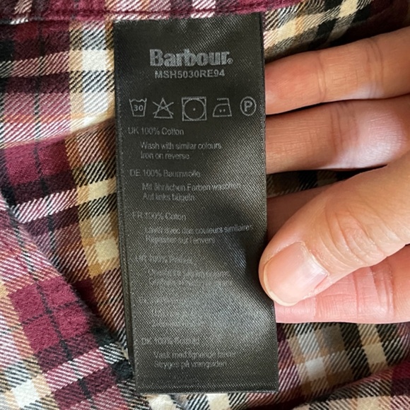 Barbour Tailored Fit Flannel Plaid Button Long Sleeve Shirt - Men's Size XL Red - Picture 6 of 11